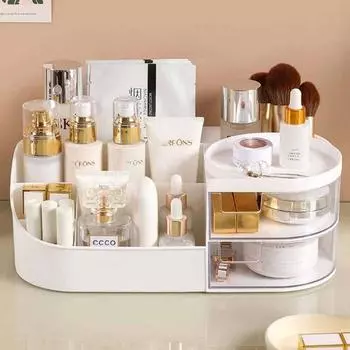 Большая емкость пластиковый ящик для хранения косметики органайзер для ювелирных изделий лак для ногтей настольный держатель для ручек контейнер Small Size белый