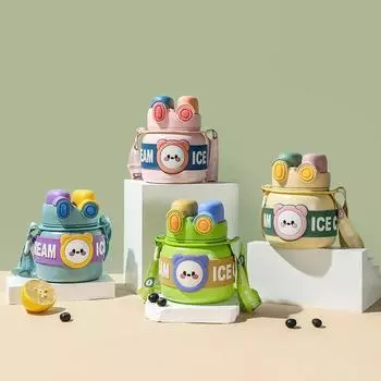 Большая емкость портативных детских вакуумных термосов для детей портативный ремень милый мультяшный термос бутылки для воды 850ml синий