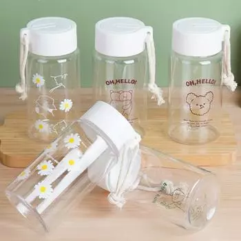 Большая емкость, прозрачная бутылка для воды Daisy Little Bear, 500 мл, спортивная чашка для чая, портативная, прозрачная, пластиковая, детская, летняя