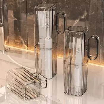 Большая емкость прозрачный футляр для зубных щеток уплотнительный дизайн коробка для хранения зубных щеток дорожный красный