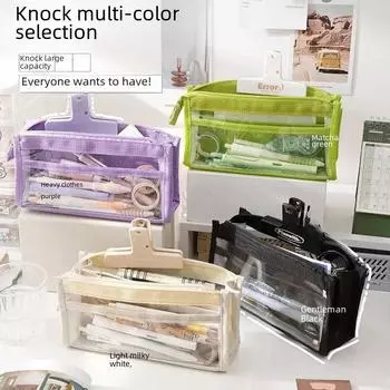 Большая емкость прозрачный пенал студенческий модный интернет знаменитости стиль канцелярская сумка японский стиль школьные принадлежности