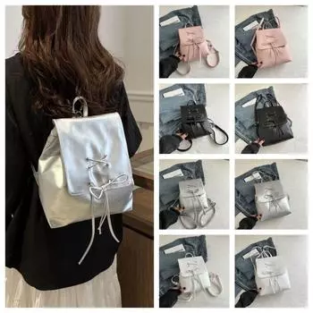 Большая емкость PU кожаный рюкзак Y2k Bow школьная сумка креативный бант рюкзак студенты S белый