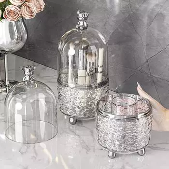 Большая емкость пылезащитный комод контейнер для хранения 1 шт коробка для хранения косметики Advanced Sense кисточка для макияжа вращающийся настольный