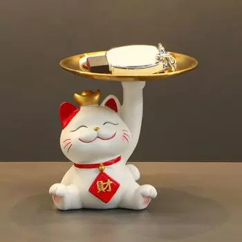 Большая емкость Статуя счастливого кота из смолы для поделок Миниатюрная фигурка животного Шкаф Style 1