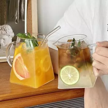 Большая емкость стеклянная чашка с ручкой кувшин для молока чашка для чая кружка для сока кофе стаканы для питья бутылка для воды стакан для домашнего хозяйства банка As shown