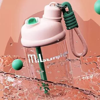 Большая емкость Тритановая трубочка Чашка для путешествий Фруктовый чай Вода Стакан Портативный двойной питьевой стакан белый