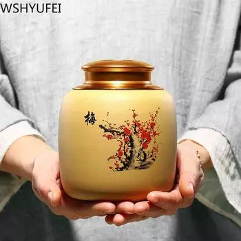 Большая фиолетовая глиняная чашка для чая, изысканный резервуар для хранения конфет, портативная герметичная банка для специй, дорожная чайная посуда, чайные коробки, канистра для кофе A 11.5x13.5cm