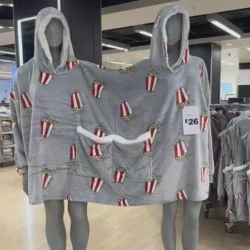 «Большая фланелевая пижама с капюшоном для пары — европейский и американский стиль» One Size