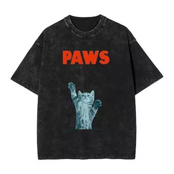 Большая футболка с варкой Paws Смешная пародия Повседневные футболки Фильм Челюсти Популярная футболка для мужчин Потрясающая одежда S