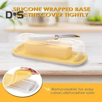 Большая герметичная масленка с крышкой и резаком-распределителем для восточно-западноевропейского масла, герметичный поддон для хранения масла для холодильника на прилавке жёлтый