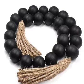 Большая гирлянда из деревянных бусин диаметром 1,6 дюйма, деревянные бусины в стиле бохо, домашний деревенский дом, деревенские деревянные бусины, гирлянда, декоративный многоуровневый декор подноса