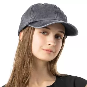 Большая Глубокая стирка Классическая Маленькая Голова Прохладная к УФ УФ-излучению Размер Винтажный Стиль КЕПКА [Loo&c] Шляпа, Размер, Кепка, Женская, Кепка, 100% Хлопок, Сенсорный, чёрный