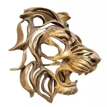 Большая голова льва, настенная художественная скульптура, золотая смола, голова льва, художественная стена, роскошная кухонная стена, украшение для спальни 1pc