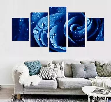 Большая голубая роза с цветочным принтом на холсте, настенные художественные постеры и принты, большие современные цветы, домашний декор, принт, мульти-арт для спальни 20x35cm*2 20x45cm*2 20x55cm*1