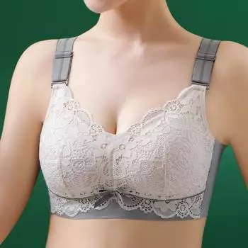 Большая грудь, маленькая и тонкая, латексное нижнее белье с полной чашкой, женское сексуальное кружево, парная грудь, тип регулировки, бюстгальтер без стальных колец 42C синий