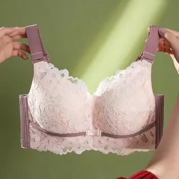 Большая грудь показывает маленькое нижнее белье, женский бюстгальтер без стальных колец, летний тонкий тип уменьшения и корректировки груди 75D розовый
