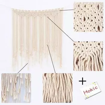 Большая хлопковая ручная работа, тканая настенная подвеска в стиле макраме для свадьбы в стиле бохо, украшения для гостиной, спальни, 100x115 см бежевый