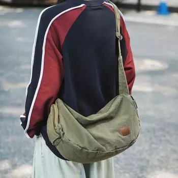 Большая холщовая сумка через плечо Ruiying для женщин: Универсальная сумка-мессенджер большого объема для сезона осень-зима 2024 г. зелёный