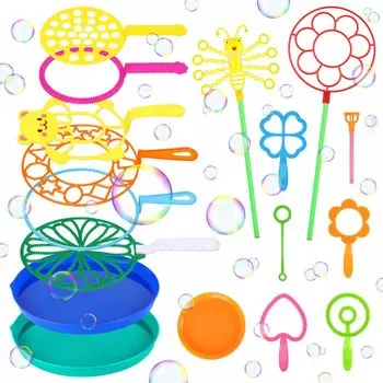 Большая игрушка-палочка для пузырей Bacolos 17 штук Гигантские пузыри Детская игра на открытом воздухе Машина для пузырей Шейкер с жидкостью для пузырей Ручная для детей от 6 лет