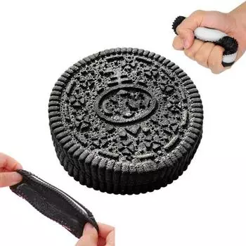 Большая игрушка-сжиматель печенья Мягкая игрушка-снятие стресса TPR Сенсорная игрушка для детей чёрный