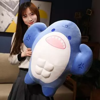 Большая имитация милой мускулистой акулы плюшевые игрушки кавайные мягкие игрушки для детей мальчиков девочек милая подушка в виде животного для подарков на день рождения 50cm