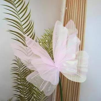 Большая искусственная бабочка из марли, имитация бабочки, 3D-поддельная бабочка с искусственным жемчугом для украшения стены свадебного фестиваля золотистый