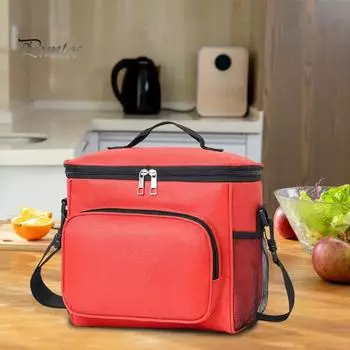 Большая изолированная сумка для обеда, сумка для хранения продуктов питания для ресторанов, большая вместимость, сумка для пикника, портативная утолщенная термосумка для льда чёрный