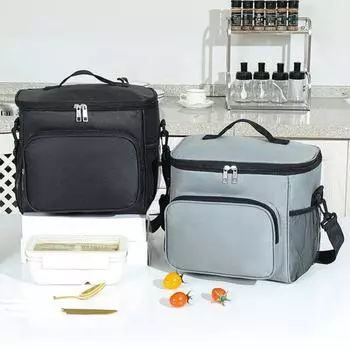 Большая изолированная сумка для обеда, сумка для хранения продуктов, большая емкость для пикников и ресторанов чёрный
