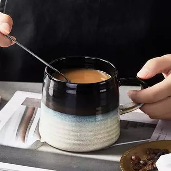 Большая керамическая кофейная кружка, ручная работа, керамическая кружка, чайные чашки с ручкой для домашнего офиса, кофейные чашки, можно мыть в посудомоечной машине и мыть в микроволновой печи
