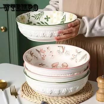 Большая керамическая миска для супа, маринованная капуста, рыба, китайская домашняя большая миска, трехмерная утолщенная миска, миска для овощей, миска для фруктов