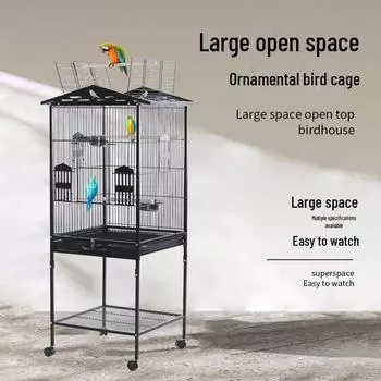 Большая клетка для кореллы, скворца, голубя и дрозда с вышитым рисунком глаза Full accessories package чёрный