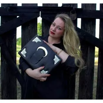 Большая книга теней в кожаном переплете, Большой дневник 11х8, Большой кожаный журнал Гримуара, Кельтский журнал, Книга заклинаний ручной работы. 11 x 8 x 3 in чёрный