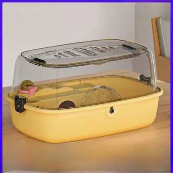 Большая комнатная акриловая клетка для хомяков с потолочным окном basic version серый