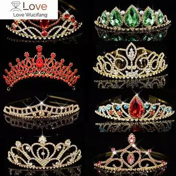 Большая королева принцесса корона диадема зеленый красный горный хрусталь головной убор головной убор кристалл тиара свадебные украшения для волос аксессуары