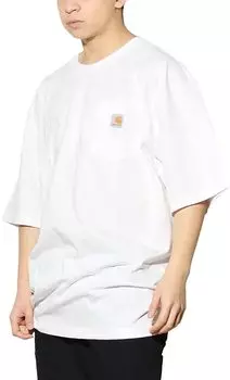 Большая короткая грудь L [Carhartt] мужская футболка, размер, рукав, карман, K87, белый, [Товар] белый