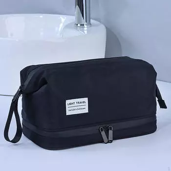 Большая косметичка-органайзер для косметики, двухслойная вместимость, для путешествий чёрный