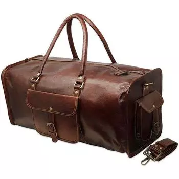 Большая кожаная козья шкура New One Duffel Weekend Luggage Travel Night Bag 25 X 9 X 9 in коричневый