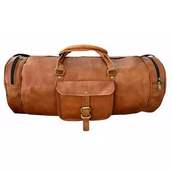 Большая кожаная легкая сумка для путешествий, мужская дорожная сумка, подлинная сумка для выходного дня и праздника 24 x 8 x 9 in коричневый