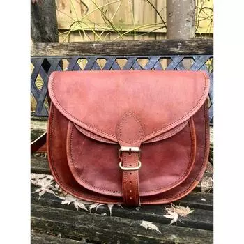 Большая кожаная седельная сумка, седельная сумка в стиле 70-х, седельная сумка в стиле ретро, традиционная винтажная сумка для iPad, кожаная седельная сумка в стиле бохо размером 10 x 12,5 дюймов. 12.5 x 10 x 3.5 in коричневый