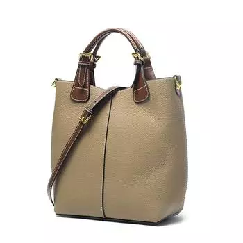 Большая кожаная сумка, женская сумка из первого слоя коровьей кожи, модная сумка-ведро, сумка через плечо для поездок на работу, дамская сумка большой вместимости.