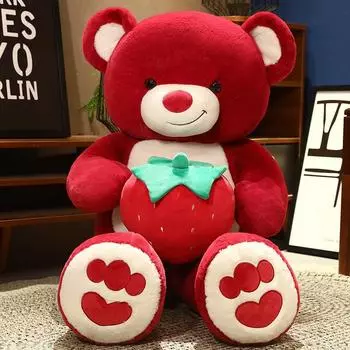 Большая красная кукла Медведь Клубничка Милая большая плюшевая кукла-медведь для девушки на День святого Валентина, подарок Медведь для обнимашек 80cm