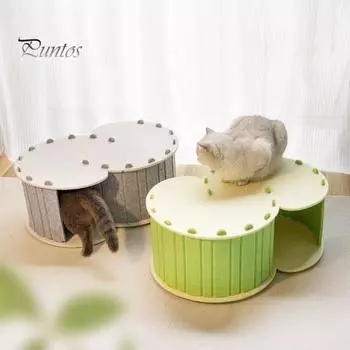 Большая кровать-туннель для кошек, войлочное кошачье гнездо, съемное убежище для кошек, кровать для сна, пещера для кошек, домик для домашних животных, туннель для игр зелёный