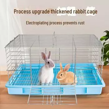 Большая крытая клетка для кроликов и морских свинок с автоматической очисткой отходов medium темно-синий