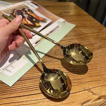 Большая квадратная кухонная ложка из нержавеющей стали с плоским дном, половник для рисового супа для десерта, мороженого, сервировочная лопатка, посуда серебряный