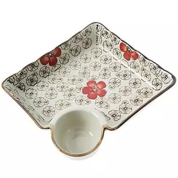 Большая квадратная тарелка для пельменей с местом для уксуса, креативное раздельное блюдо для закусок, фарфоровая сервировочная тарелка
