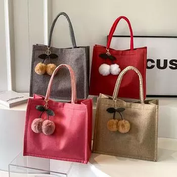 Большая льняная сумка для старшеклассников, новая модная сумка 2024 года, женская сумка через плечо для студентов колледжей