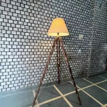 Большая лампа-тренога из натурального тикового дерева - промышленный дизайнерский студийный напольный светильник, регулируемый светильник для домашнего декора, коллекционный