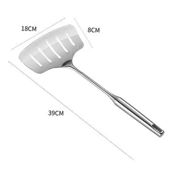 Большая лопатка для жарки рыбы из нержавеющей стали, совок для сковороды с антипригарным покрытием, длинная деревянная ручка, плоская лопатка с прорезями для стейков, кухонный инструмент для приготовления пищи