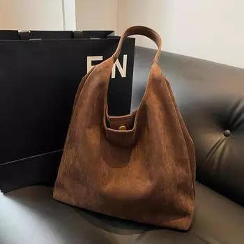 Большая матовая сумка в стиле ретро, женская сумка через плечо большой вместимости на осень и зиму, высококачественная сумка-тоут для поездок на работу