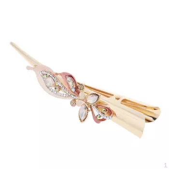 Большая металлическая заколка для волос в форме утконоса со стразами, без зажима, для толстых волос Champagne